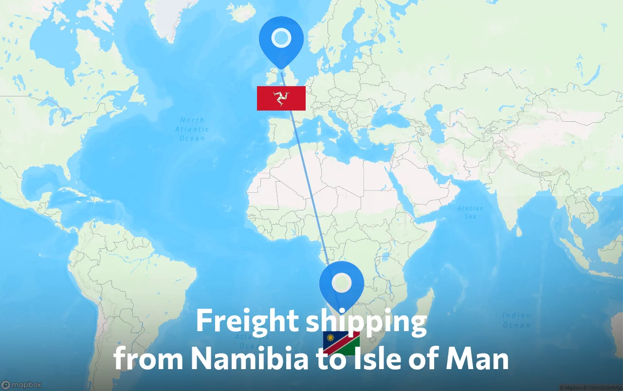 Shipping route from Namibia to Isle of Man