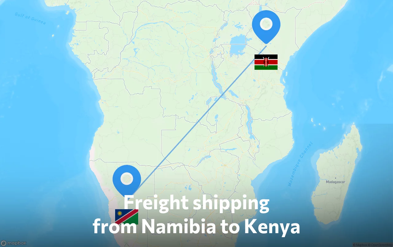 Shipping route from Namibia to Kenya
