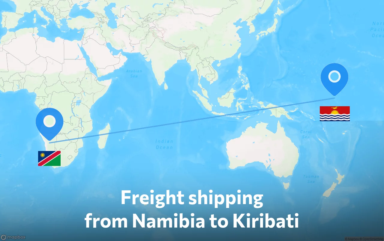 Shipping route from Namibia to Kiribati