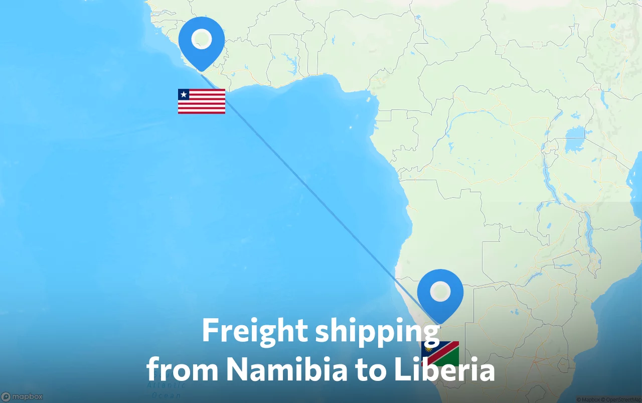 Shipping route from Namibia to Liberia