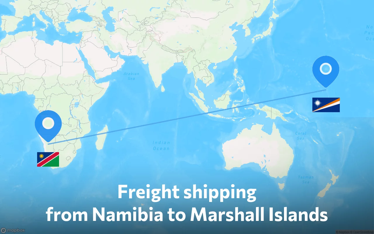 Shipping route from Namibia to Marshall Islands