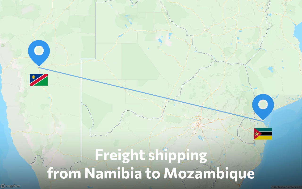 Shipping route from Namibia to Mozambique