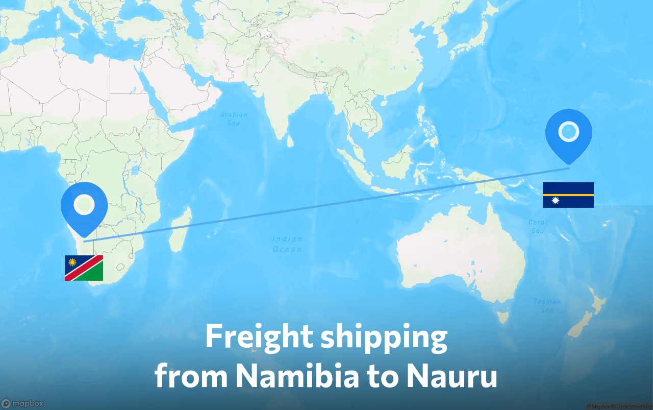 Shipping route from Namibia to Nauru