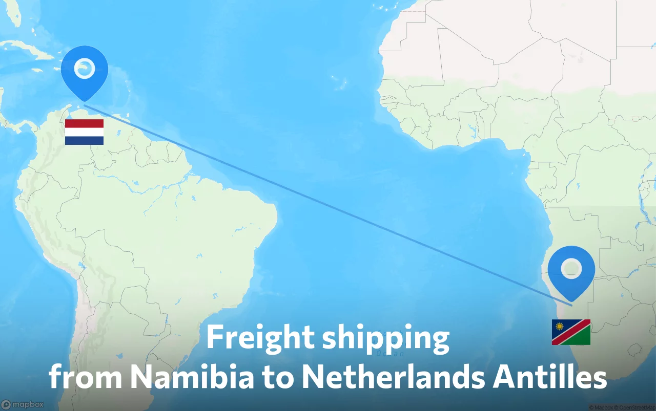 Shipping route from Namibia to Netherlands Antilles
