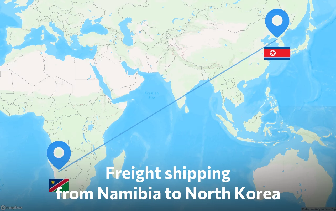 Shipping route from Namibia to North Korea