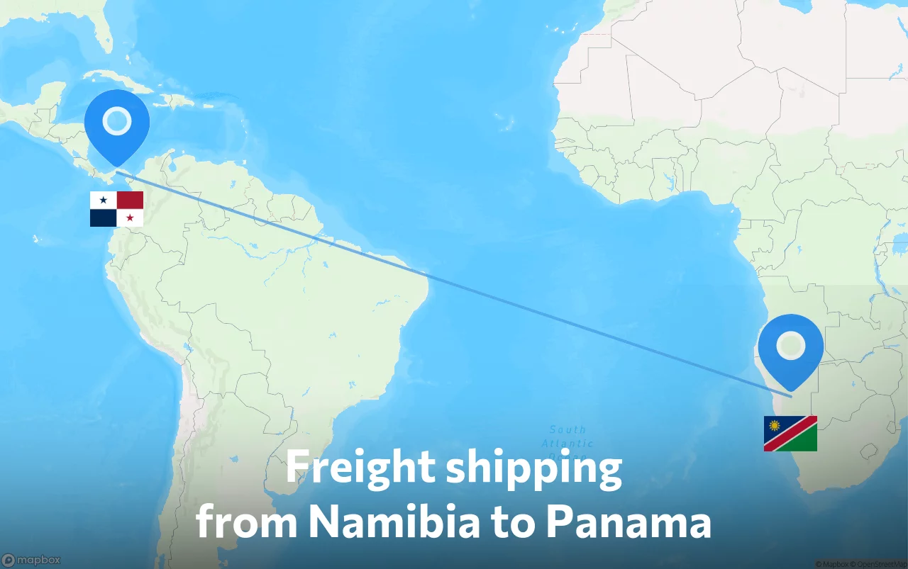 Shipping route from Namibia to Panama