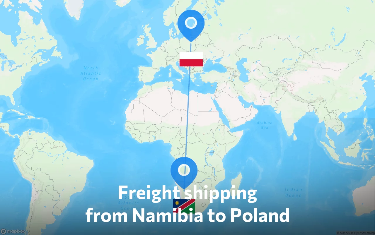 Shipping route from Namibia to Poland