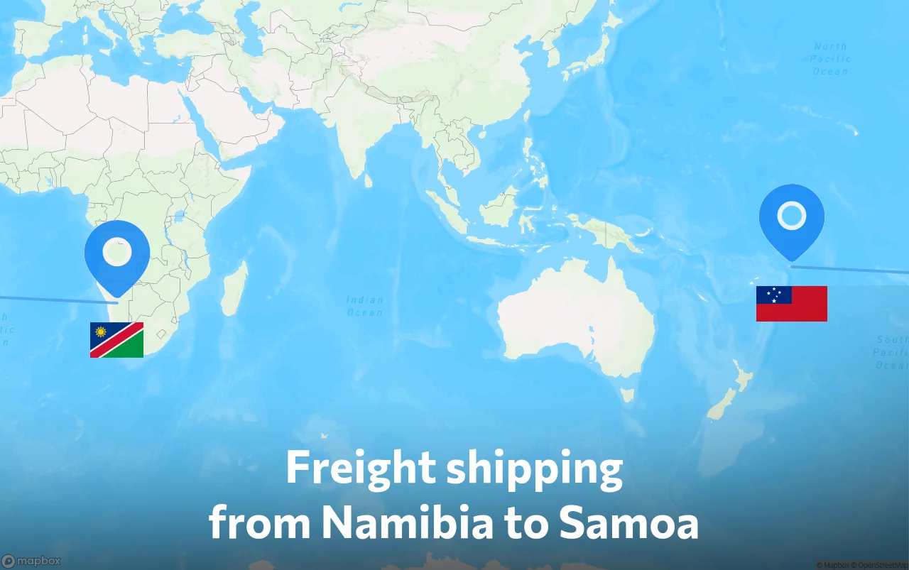 Shipping route from Namibia to Samoa