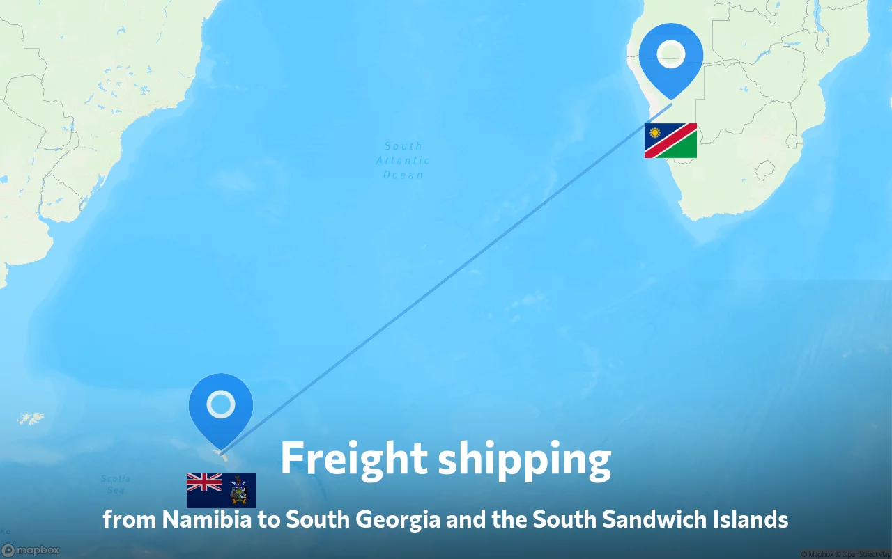 Shipping route from Namibia to South Georgia and the South Sandwich Islands