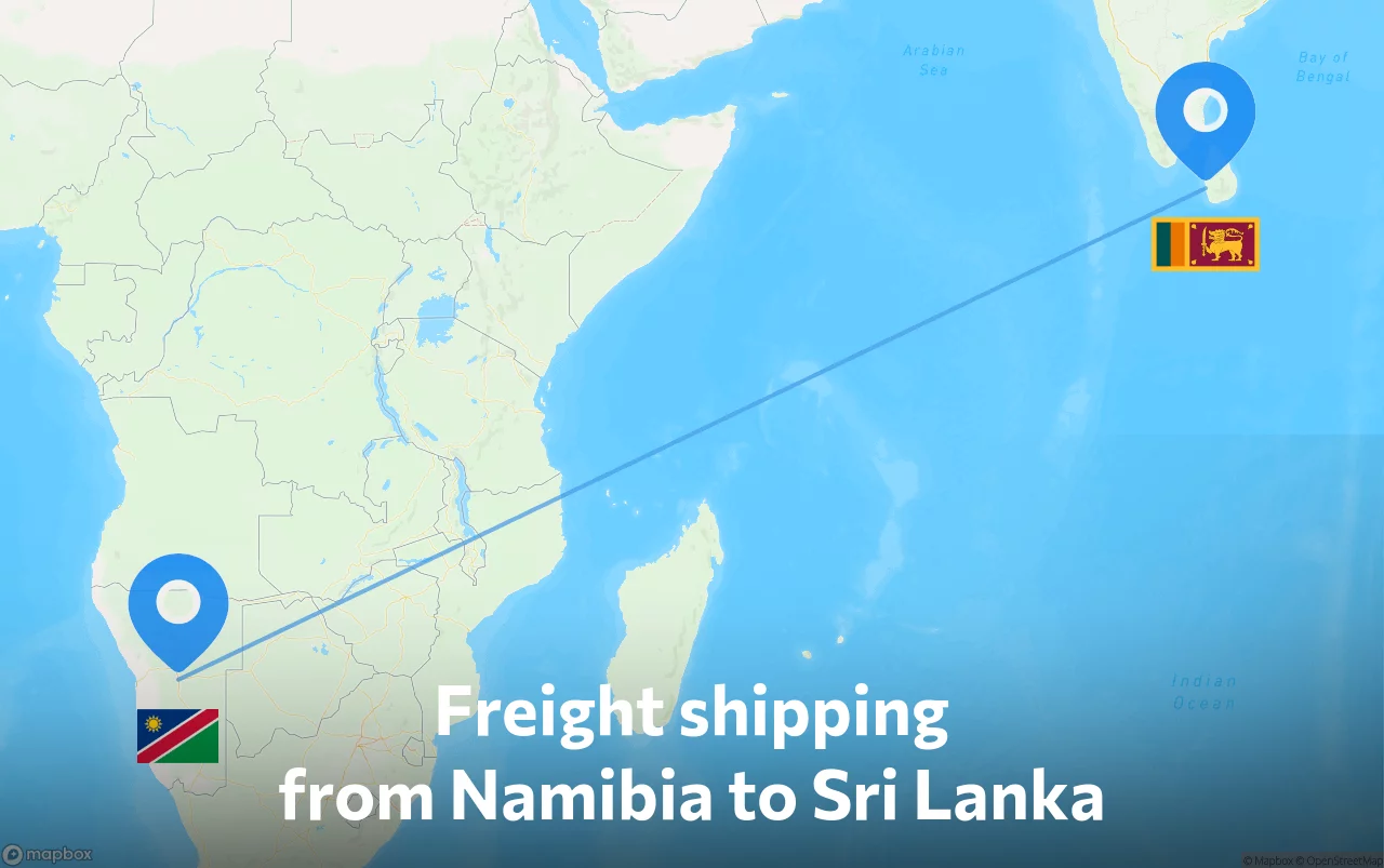 Shipping route from Namibia to Sri Lanka
