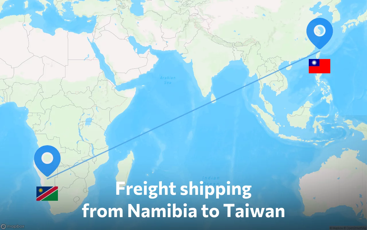 Shipping route from Namibia to Taiwan