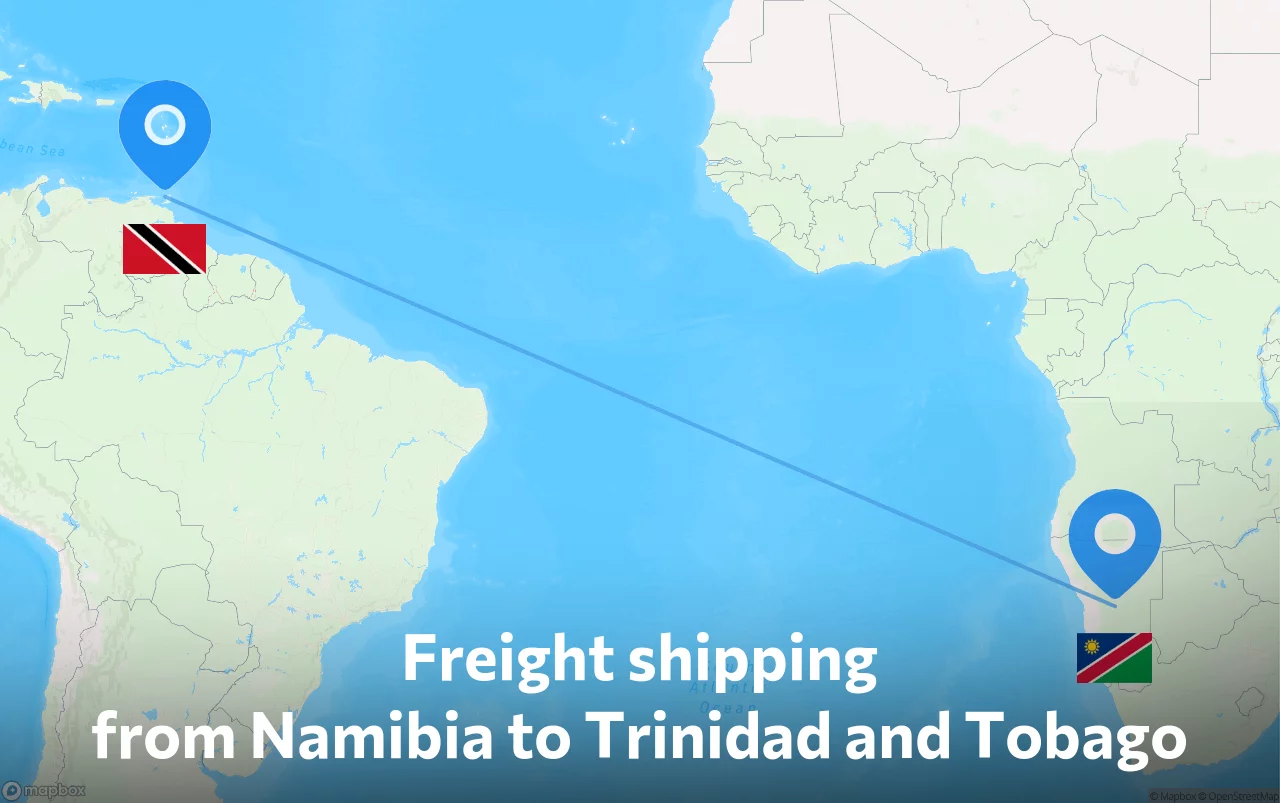 Shipping route from Namibia to Trinidad and Tobago