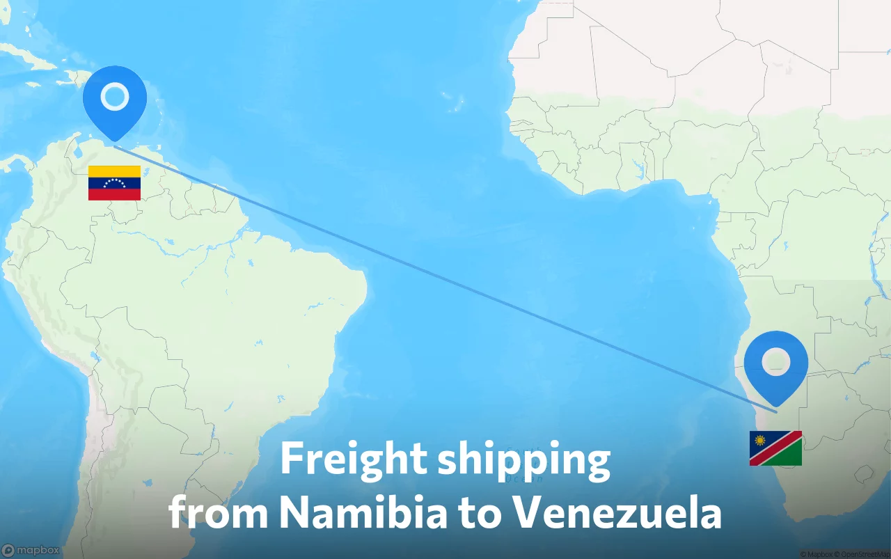 Shipping route from Namibia to Venezuela
