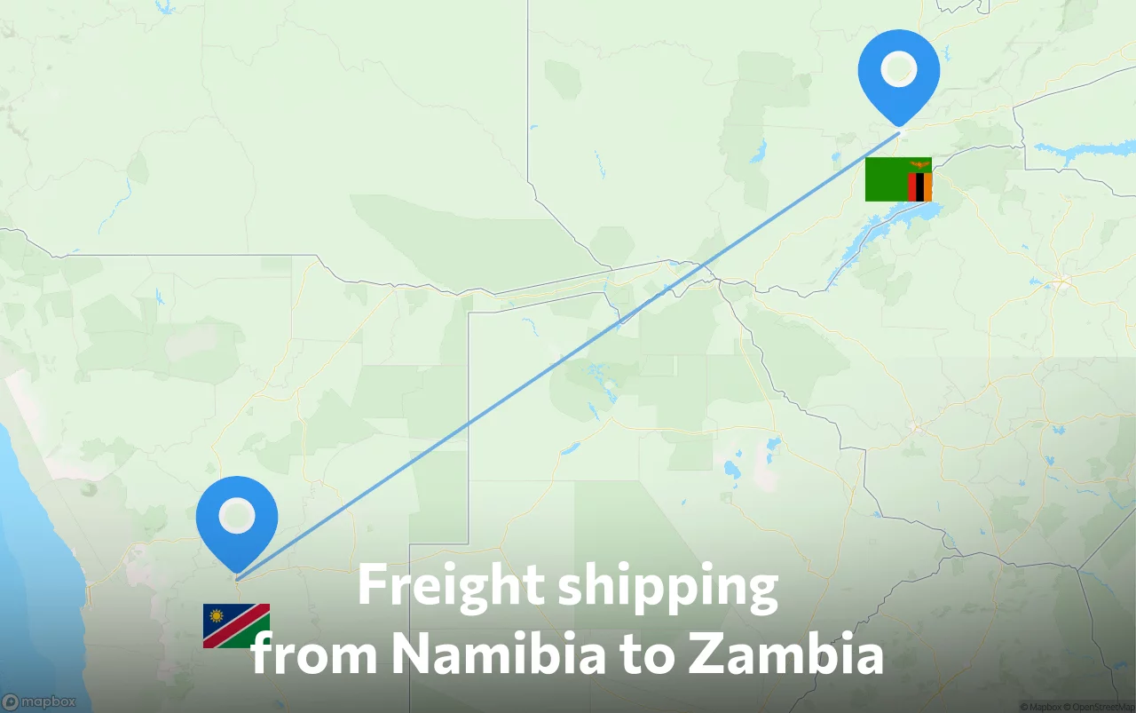 Shipping route from Namibia to Zambia