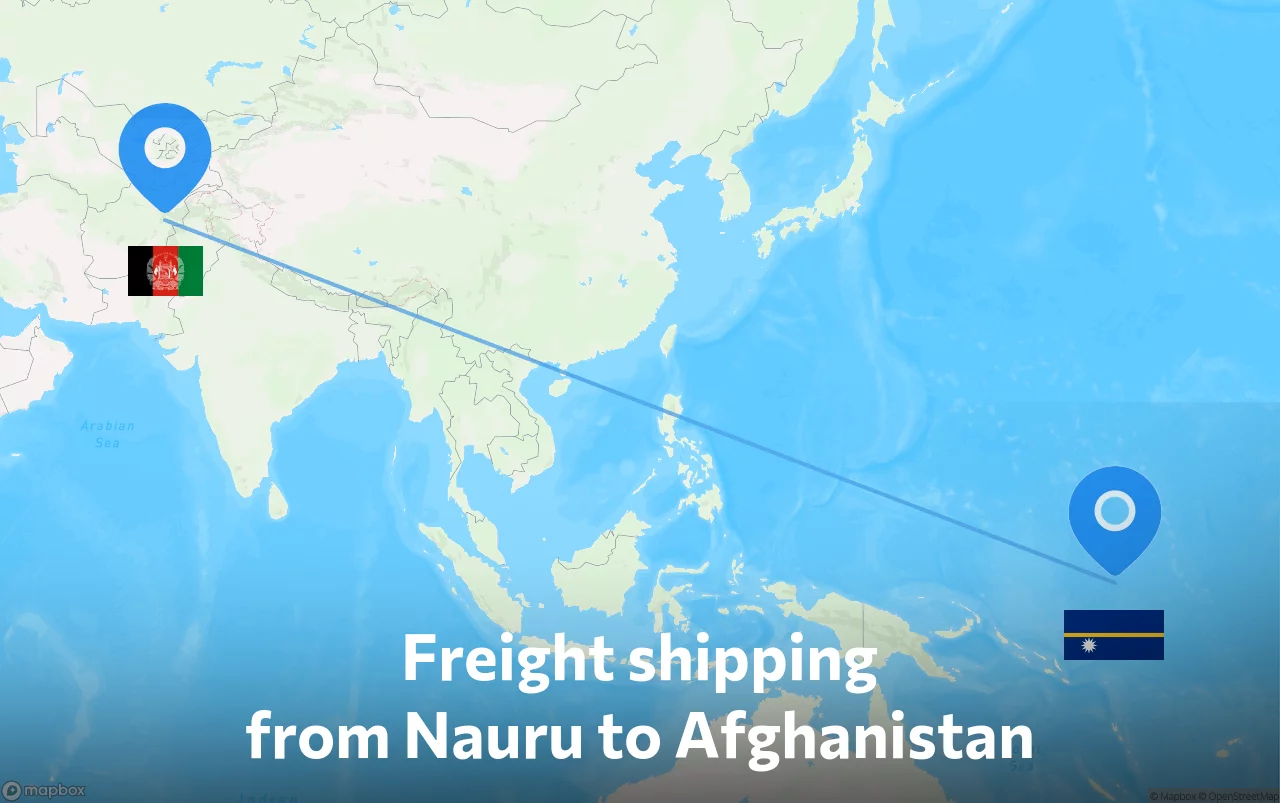 Shipping route from Nauru to Afghanistan