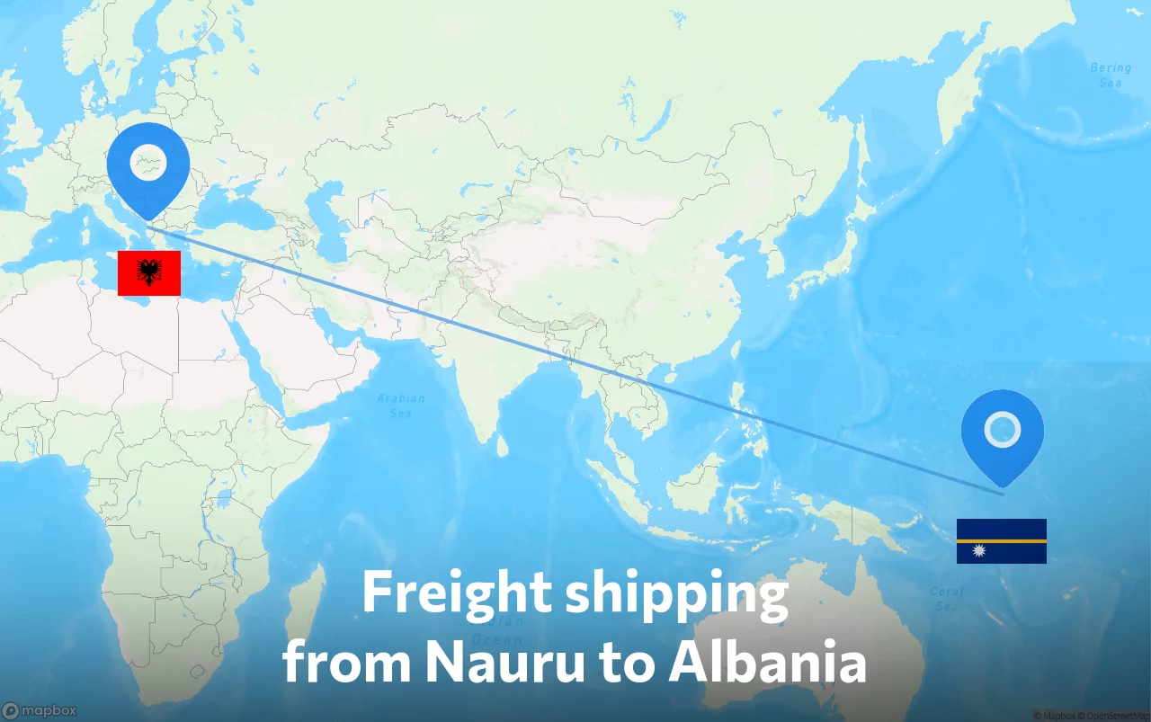 Shipping route from Nauru to Albania