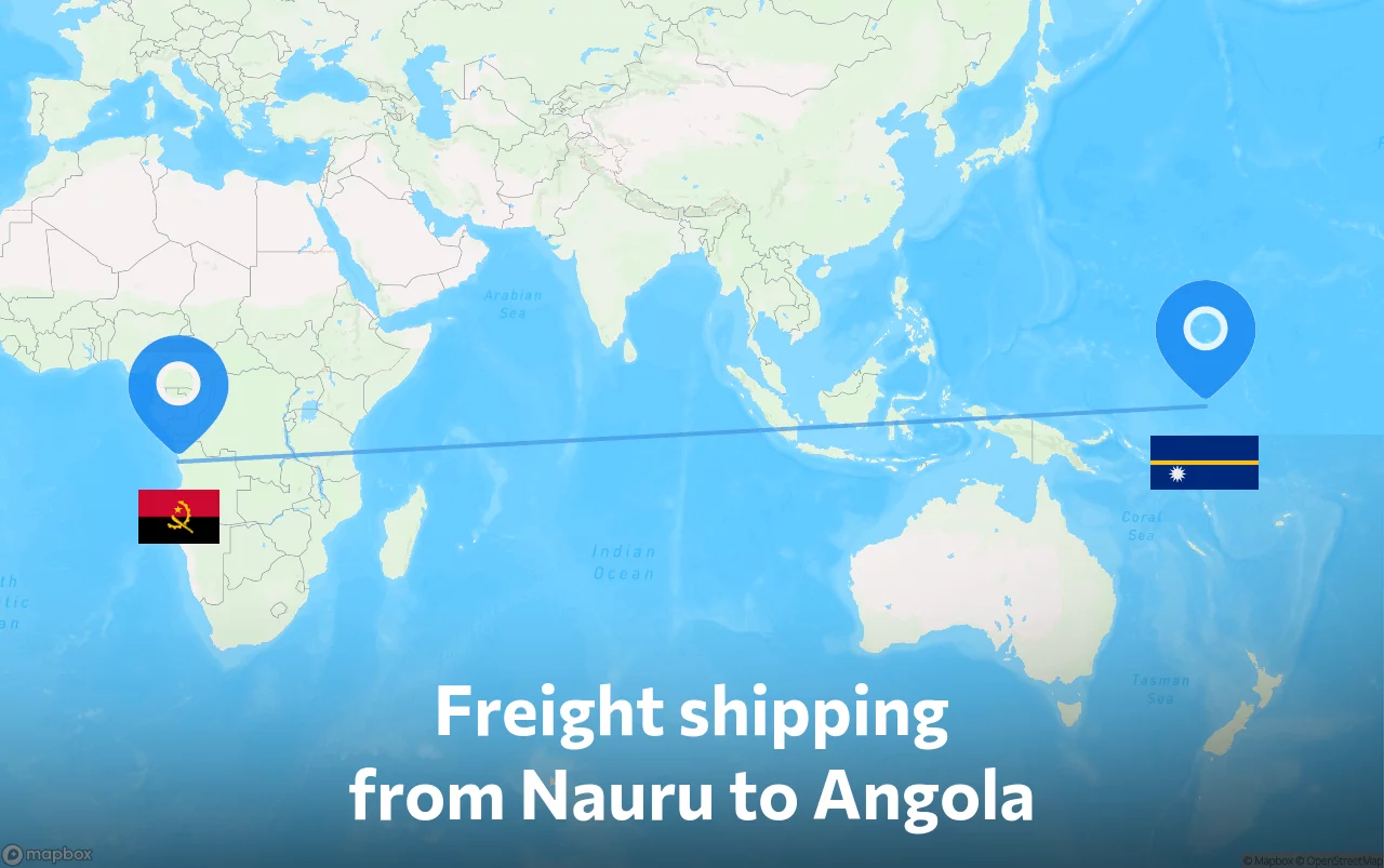 Shipping route from Nauru to Angola
