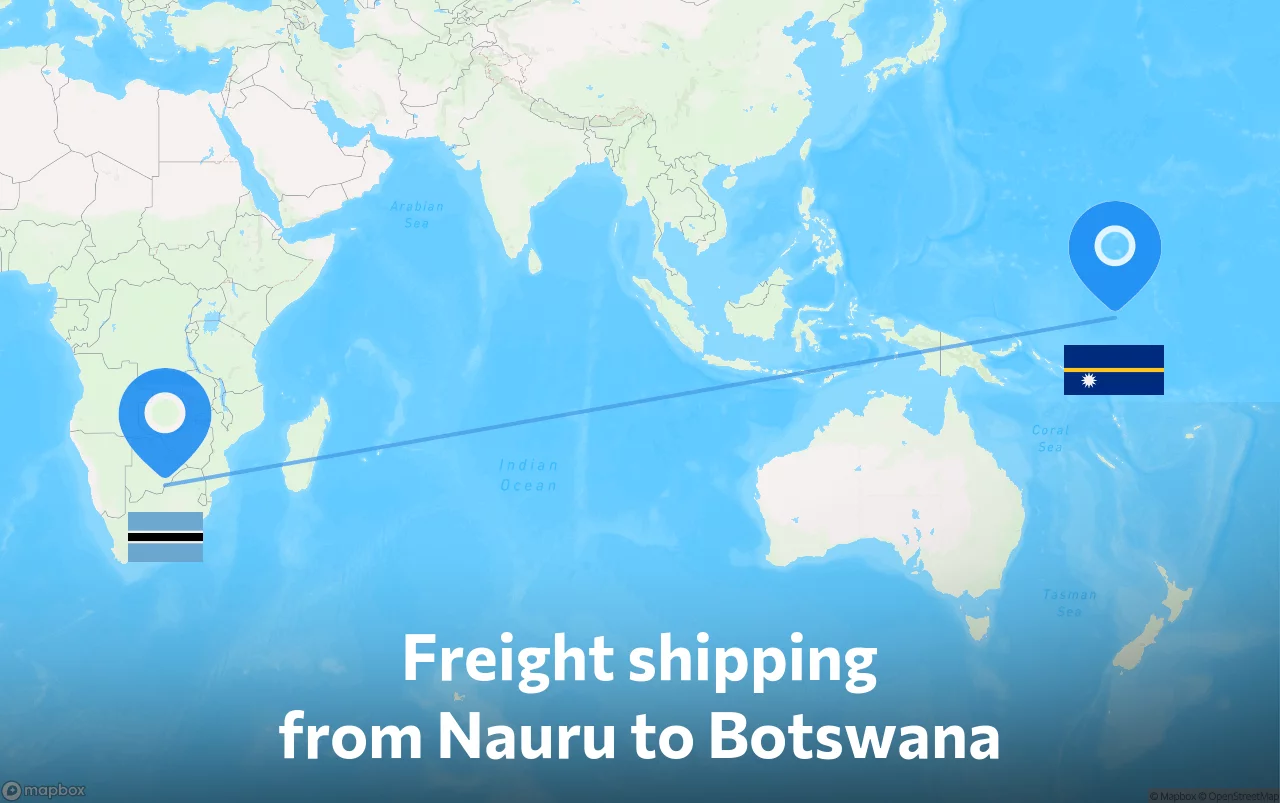 Shipping route from Nauru to Botswana