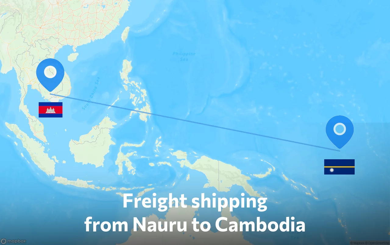 Shipping route from Nauru to Cambodia