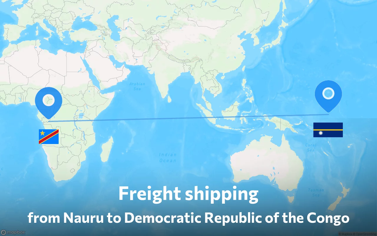 Shipping route from Nauru to Democratic Republic of the Congo