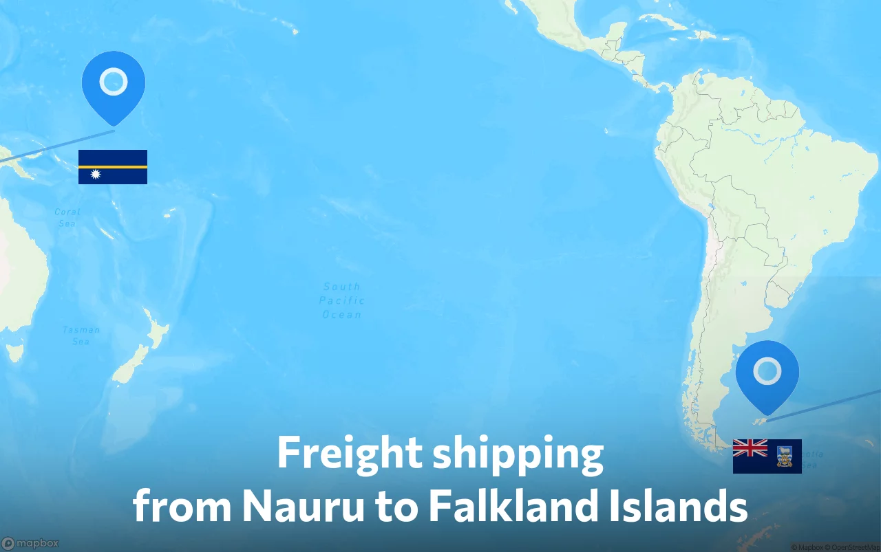 Shipping route from Nauru to Falkland Islands