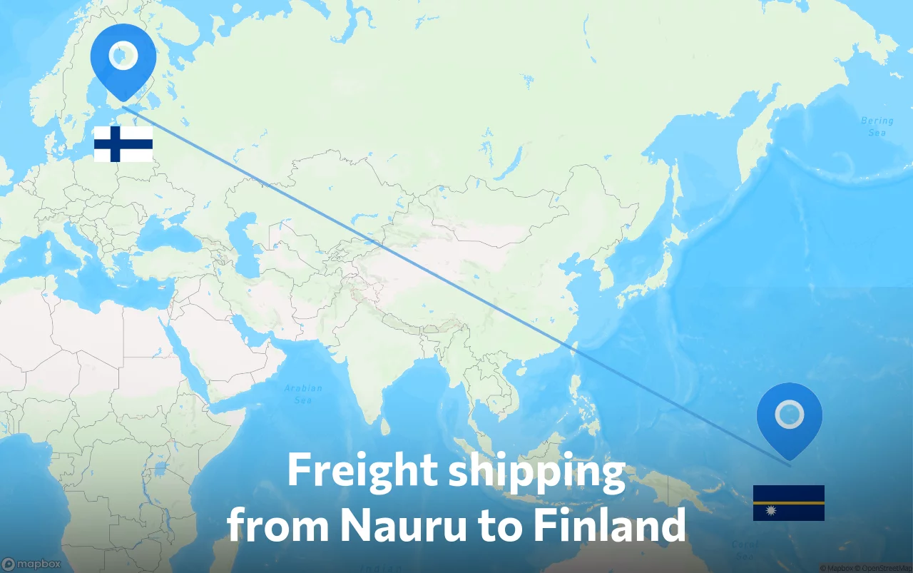Shipping route from Nauru to Finland