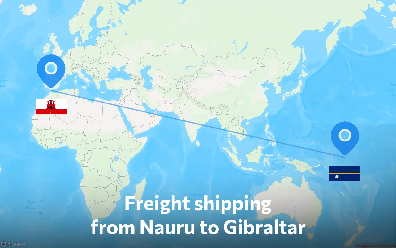 Shipping route from Nauru to Gibraltar