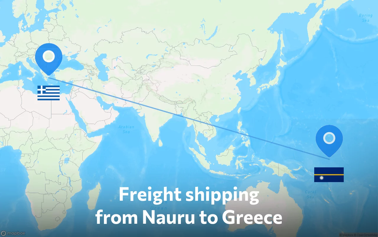 Shipping route from Nauru to Greece