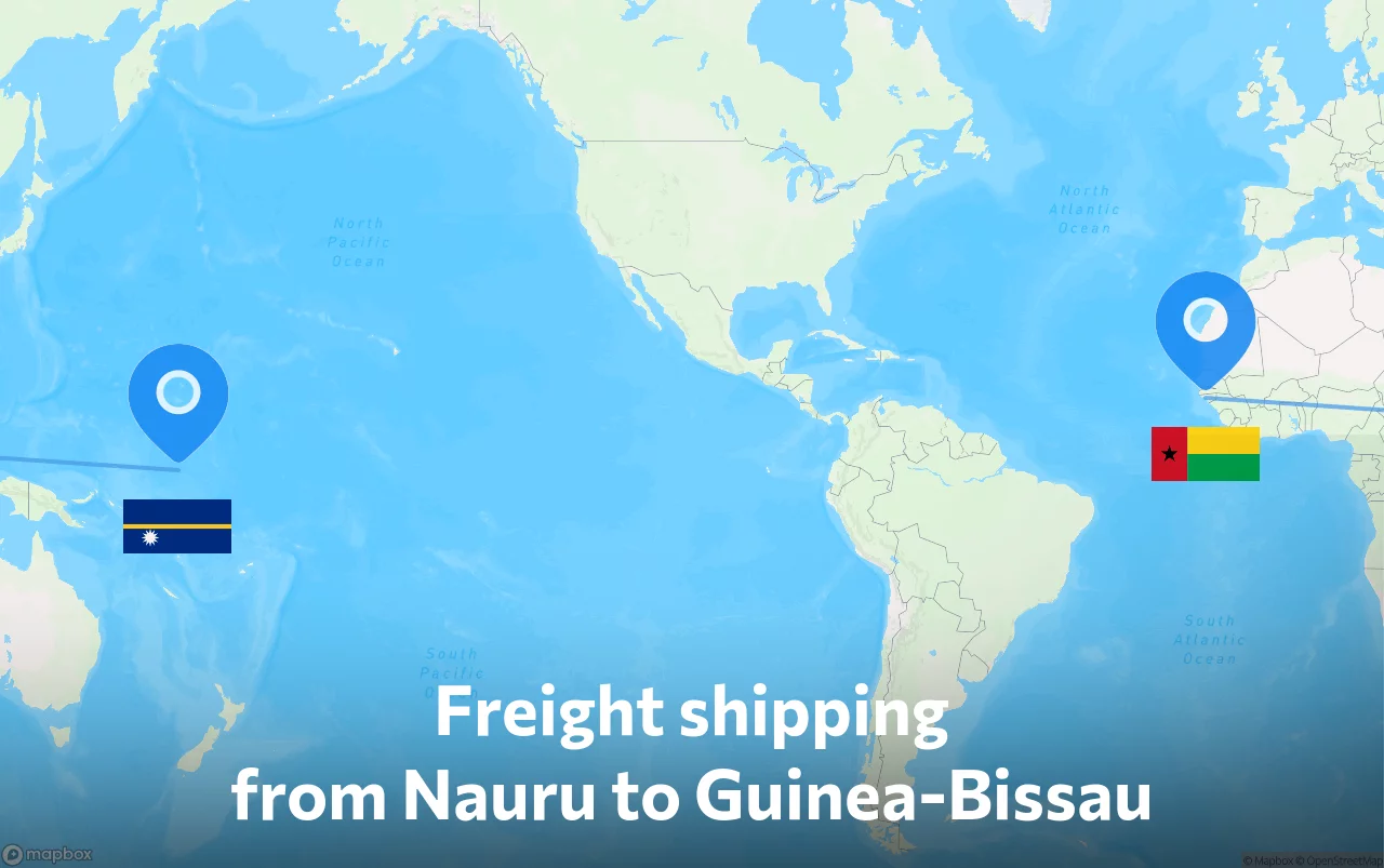 Shipping route from Nauru to Guinea-Bissau