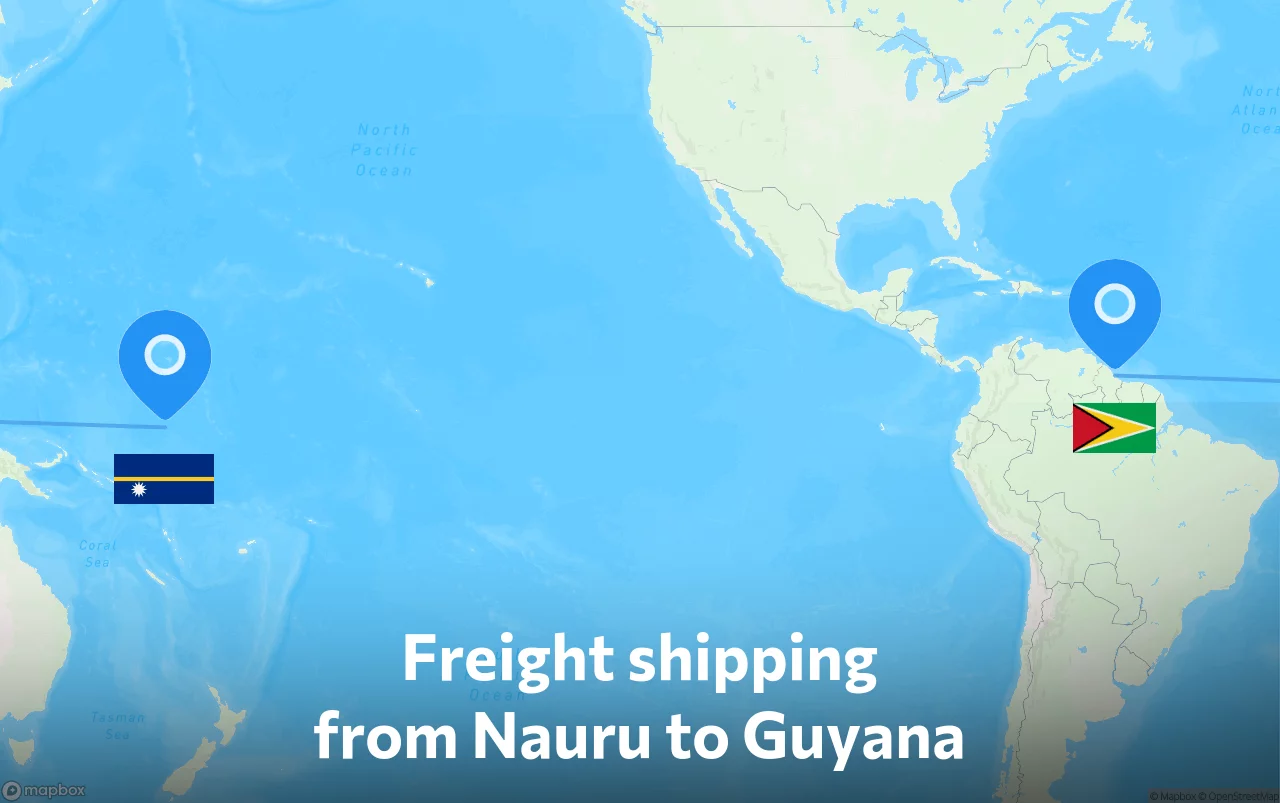 Shipping route from Nauru to Guyana