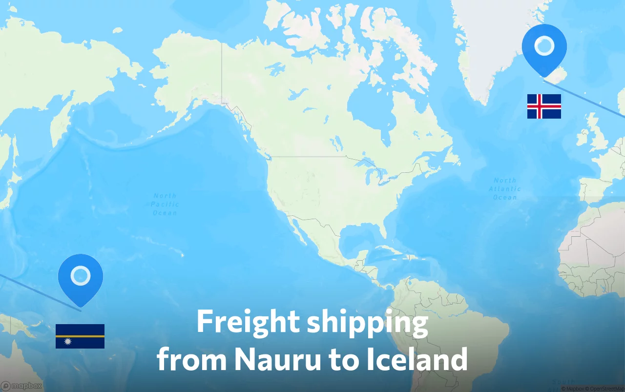 Shipping route from Nauru to Iceland