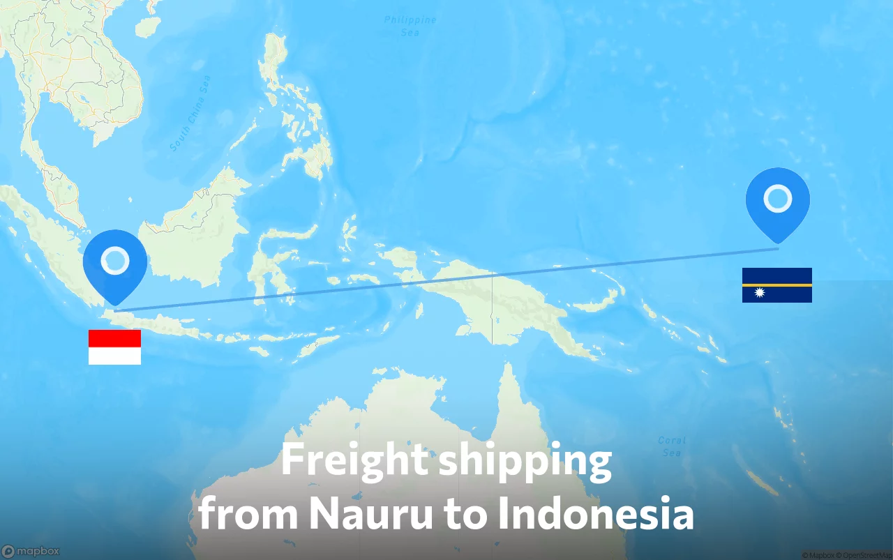 Shipping route from Nauru to Indonesia