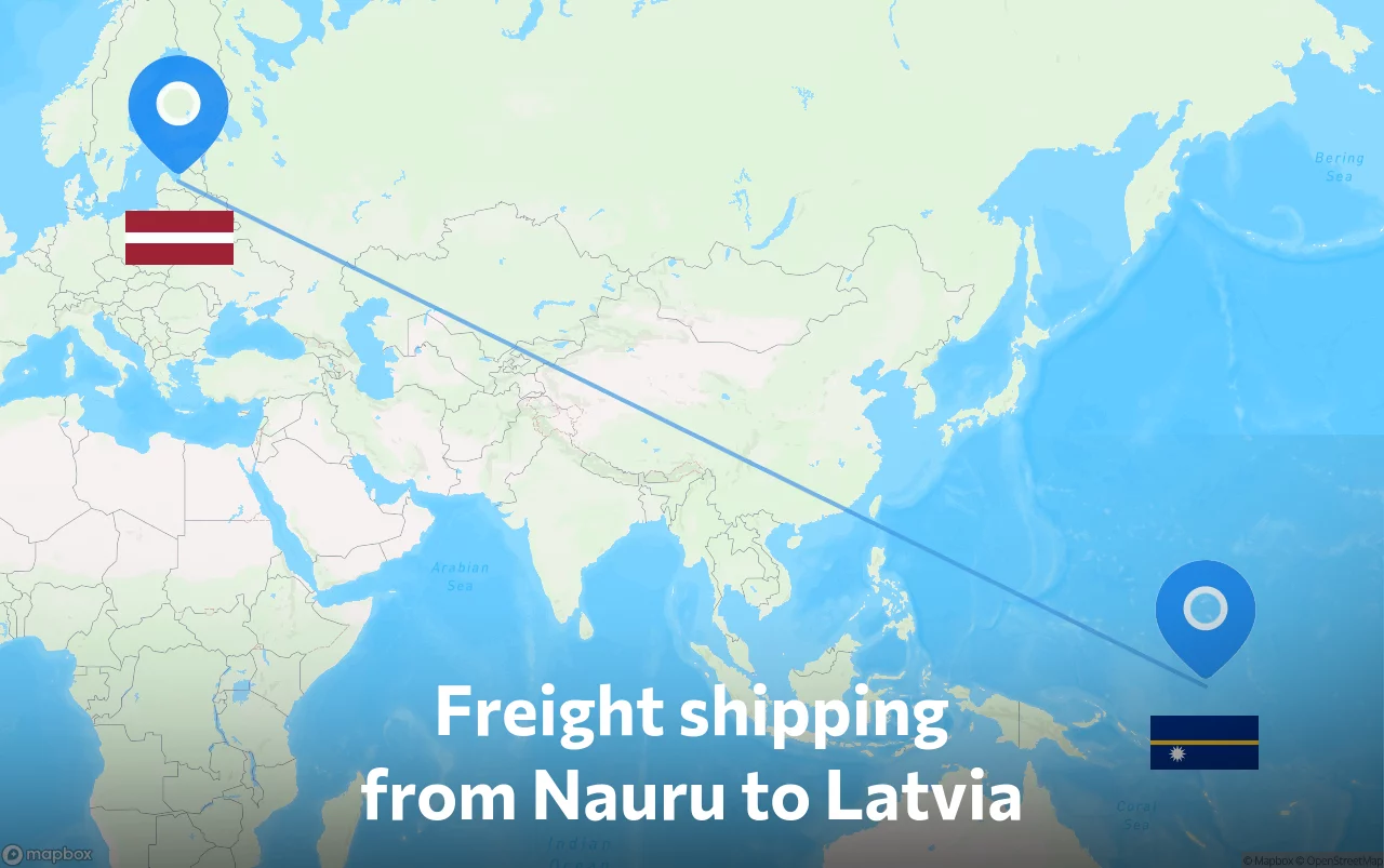 Shipping route from Nauru to Latvia