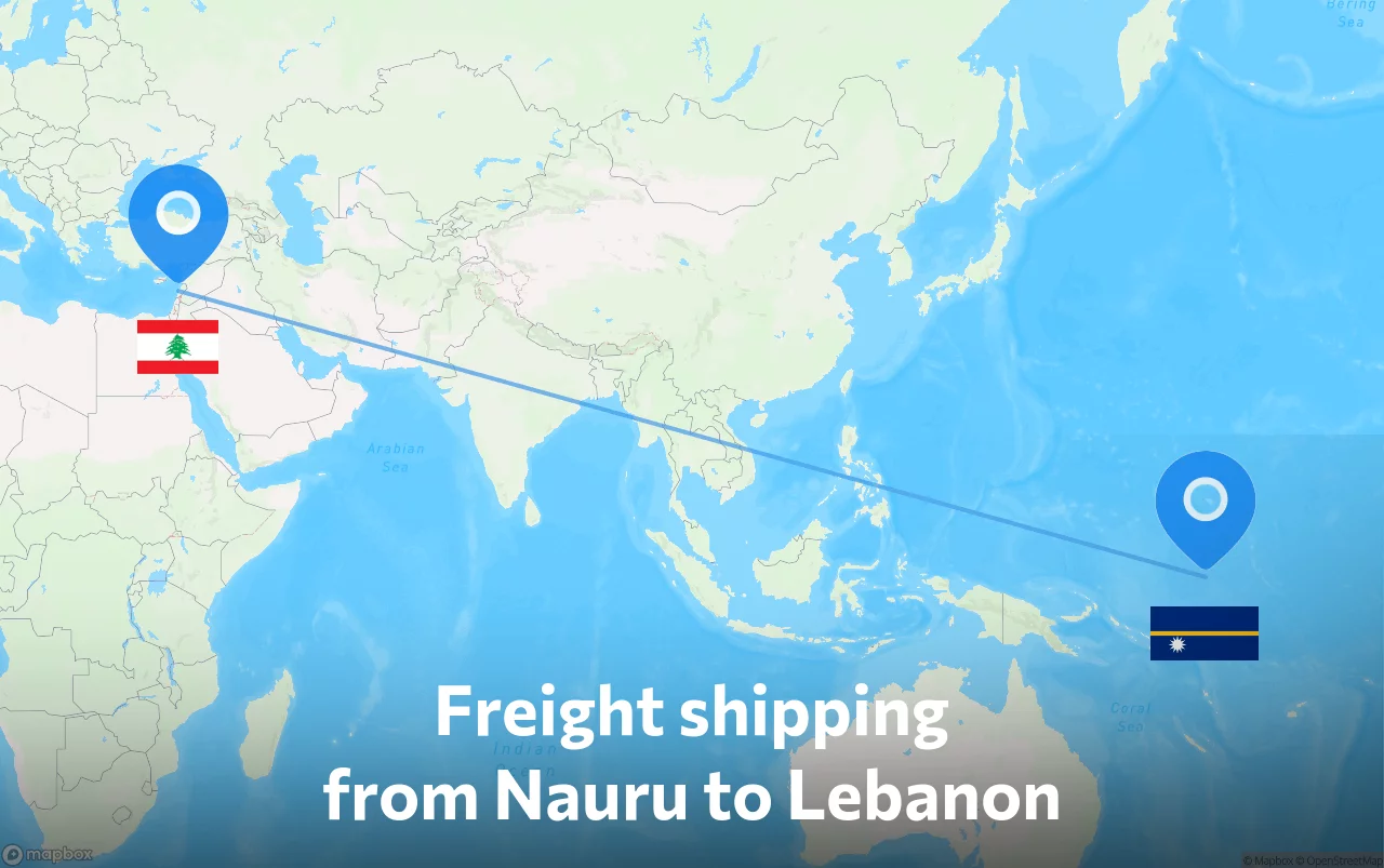 Shipping route from Nauru to Lebanon
