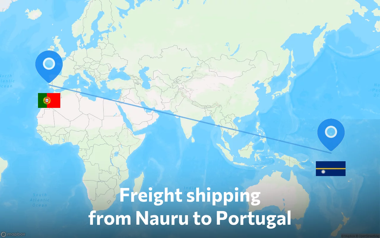 Shipping route from Nauru to Portugal