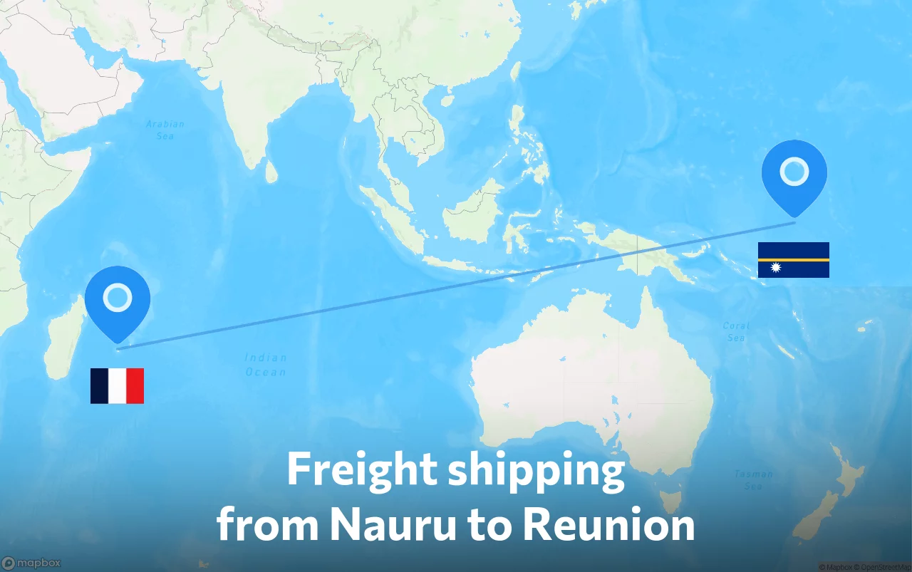 Shipping route from Nauru to Reunion