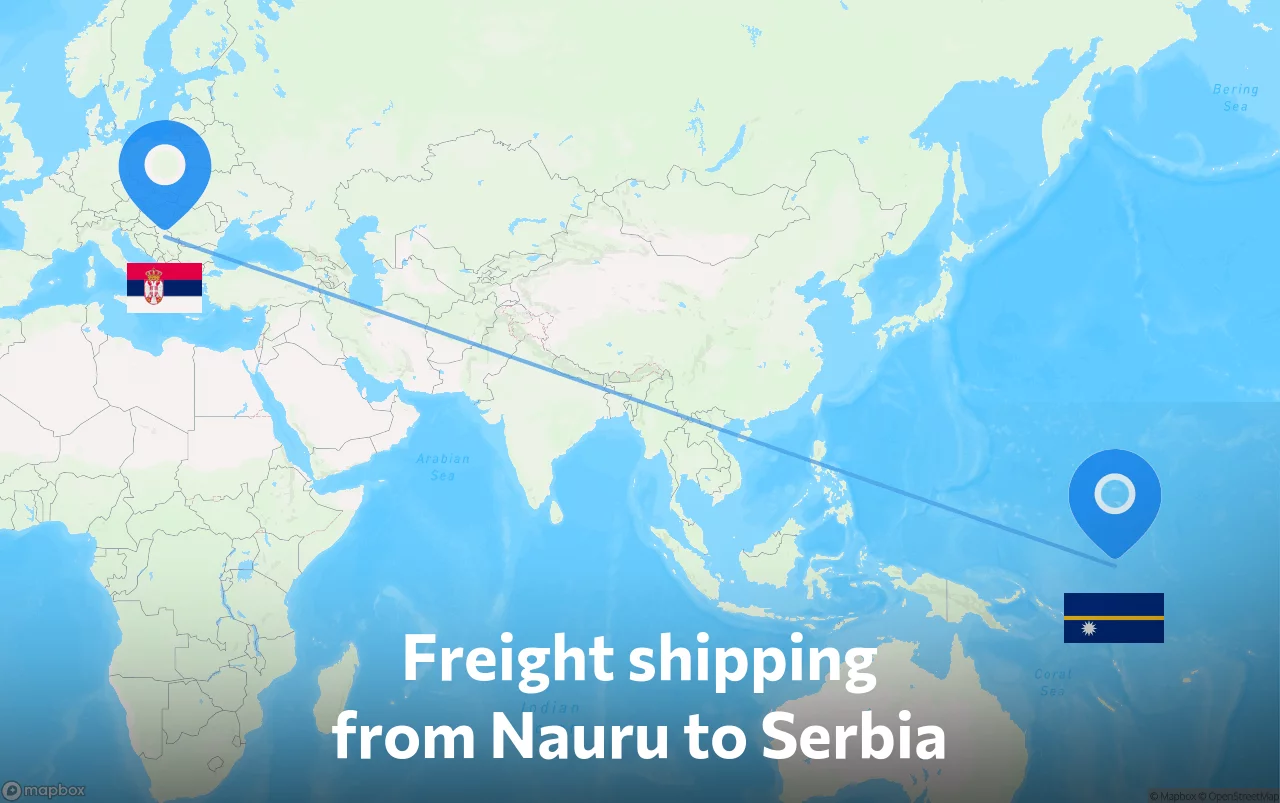 Shipping route from Nauru to Serbia