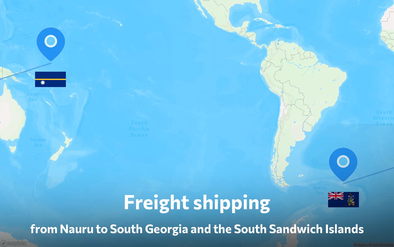 Shipping route from Nauru to South Georgia and the South Sandwich Islands