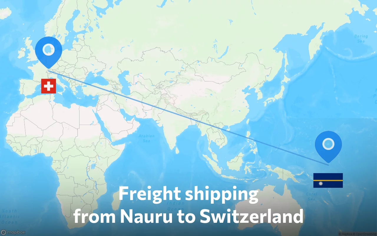 Shipping route from Nauru to Switzerland