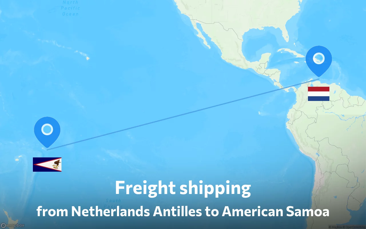 Shipping route from Netherlands Antilles to American Samoa