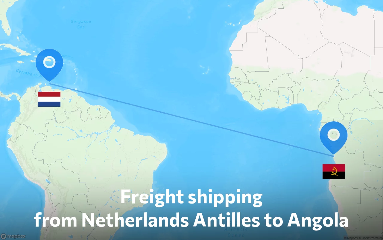 Shipping route from Netherlands Antilles to Angola