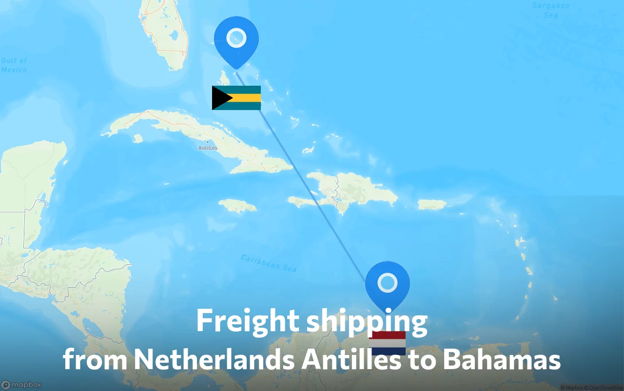 Shipping route from Netherlands Antilles to Bahamas