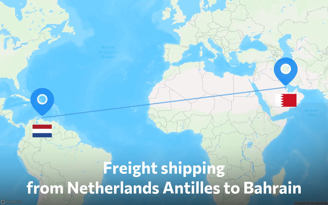 Shipping route from Netherlands Antilles to Bahrain
