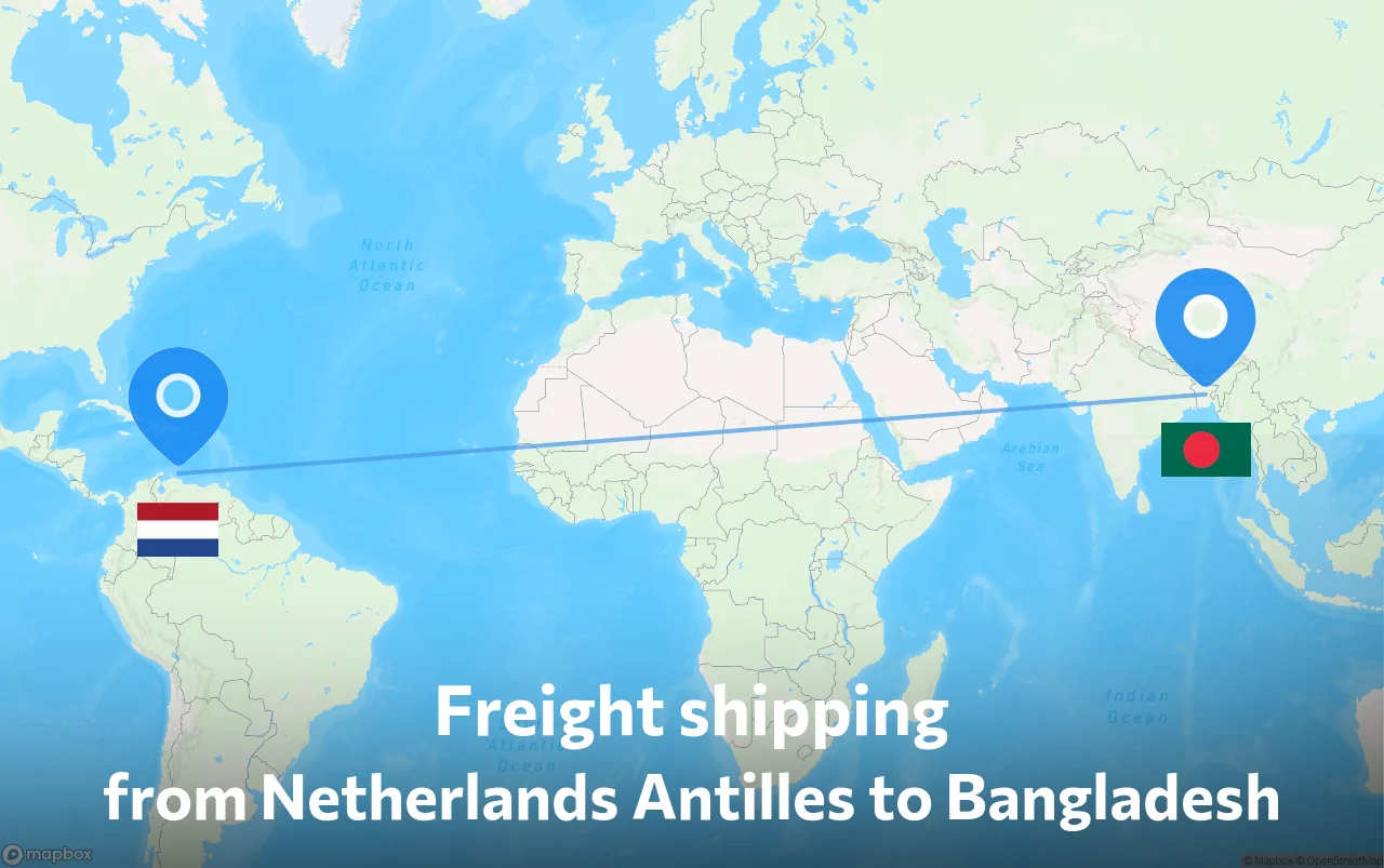 Shipping route from Netherlands Antilles to Bangladesh