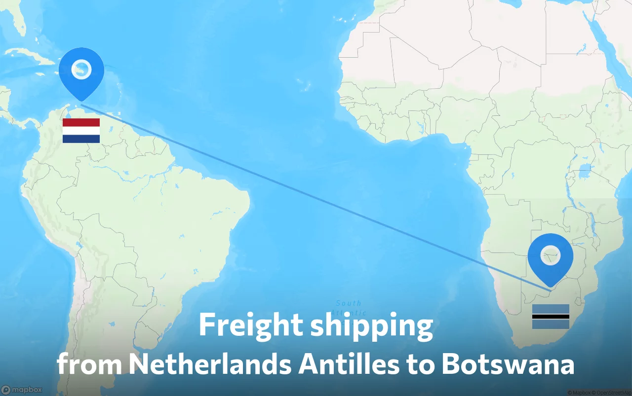 Shipping route from Netherlands Antilles to Botswana