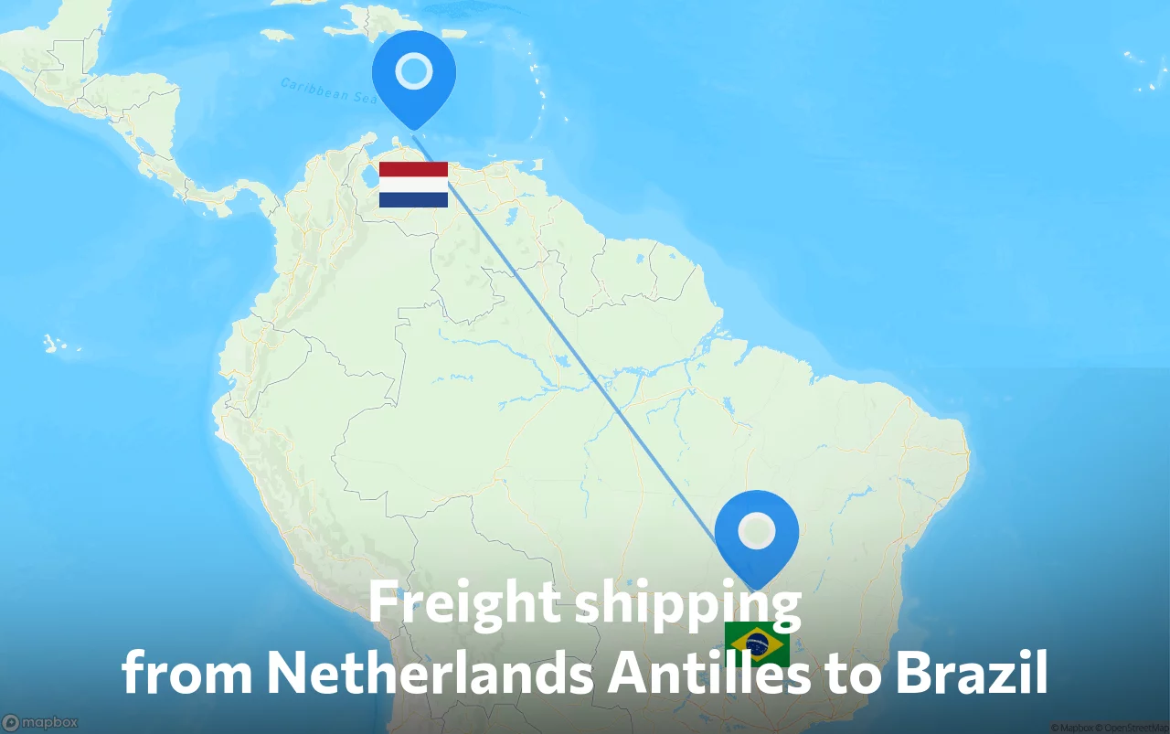 Shipping route from Netherlands Antilles to Brazil