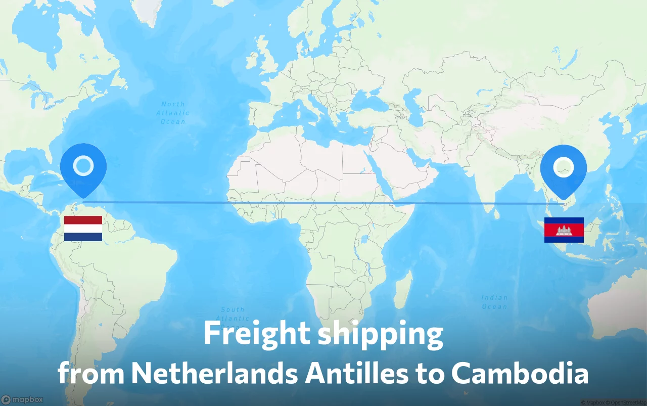 Shipping route from Netherlands Antilles to Cambodia
