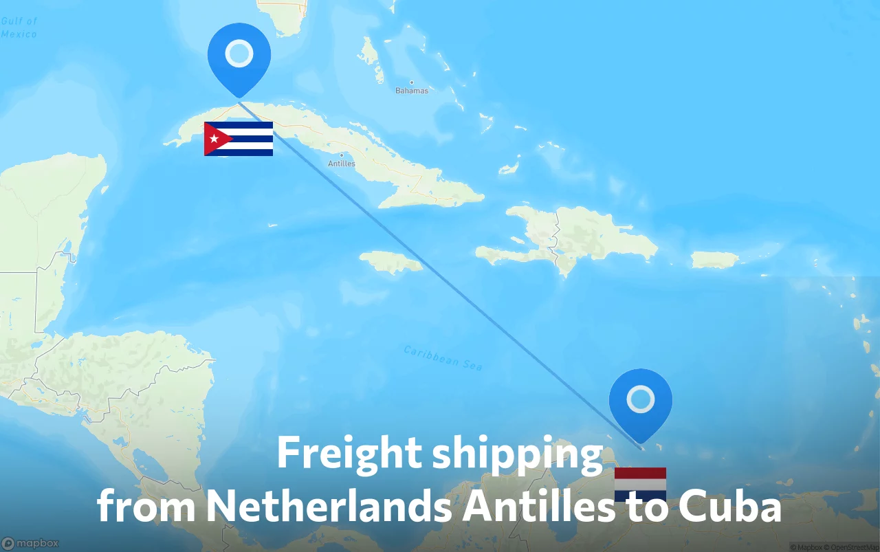 Shipping route from Netherlands Antilles to Cuba
