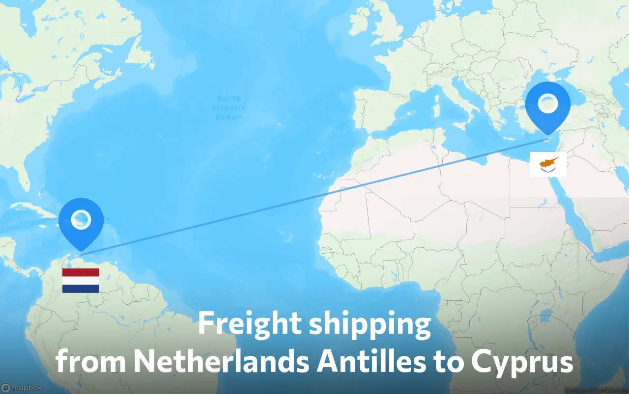 Shipping route from Netherlands Antilles to Cyprus