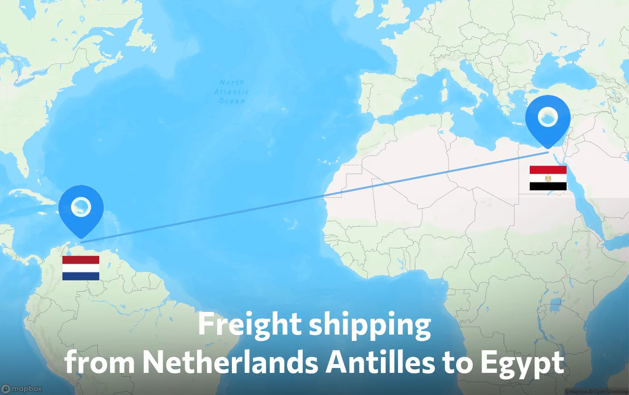 Shipping route from Netherlands Antilles to Egypt